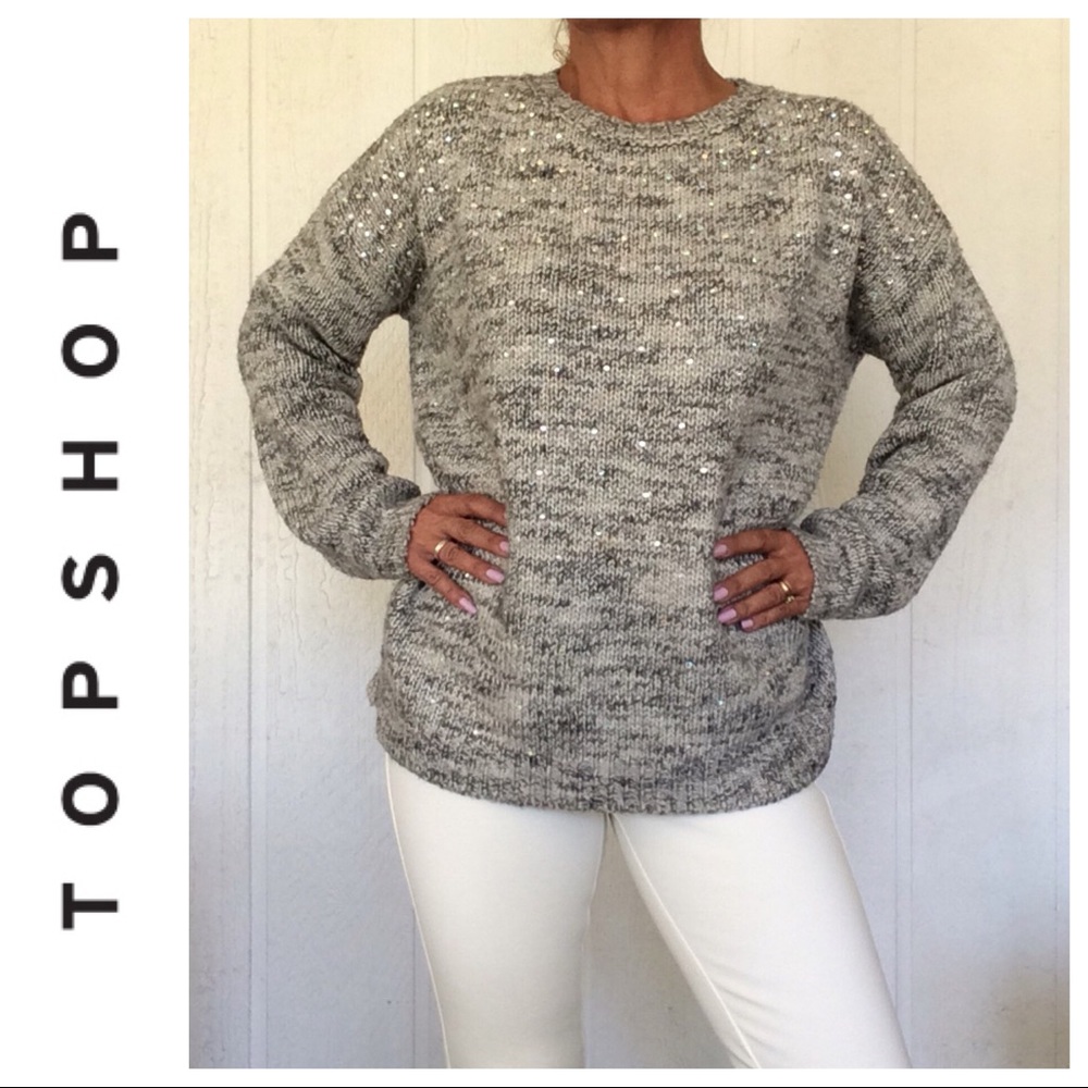 TOPSHOP  WOOL COZY EMBELLISHED SWEAT…